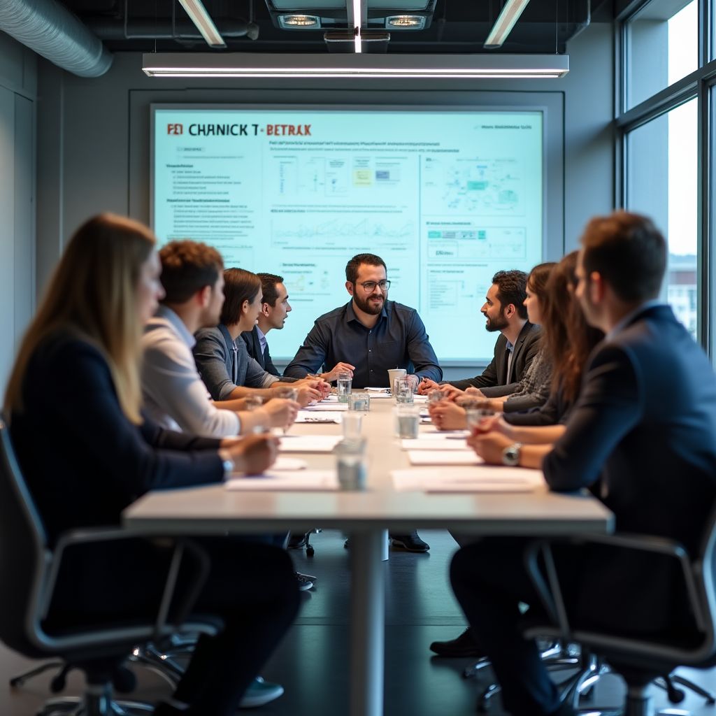 Teammeeting in der Firmenzentrale